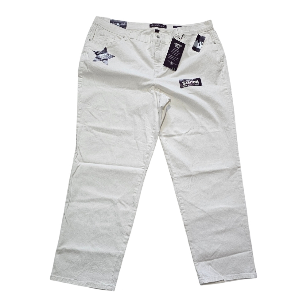 Gloria Vanderbilt Amanda White Jeans Tapered Studs Classic Fit Size 22W